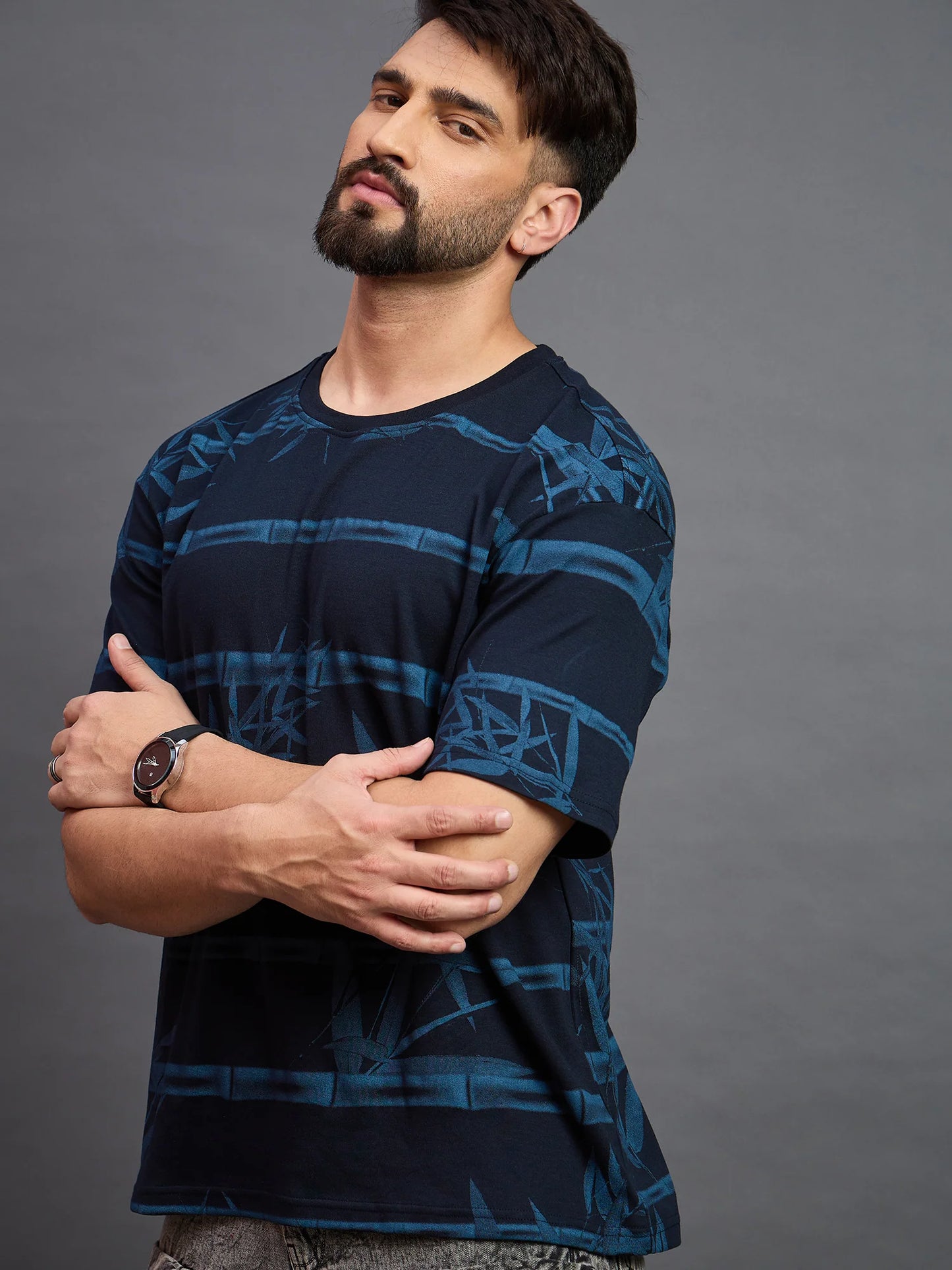 Men Striped T-shirt Light Navy