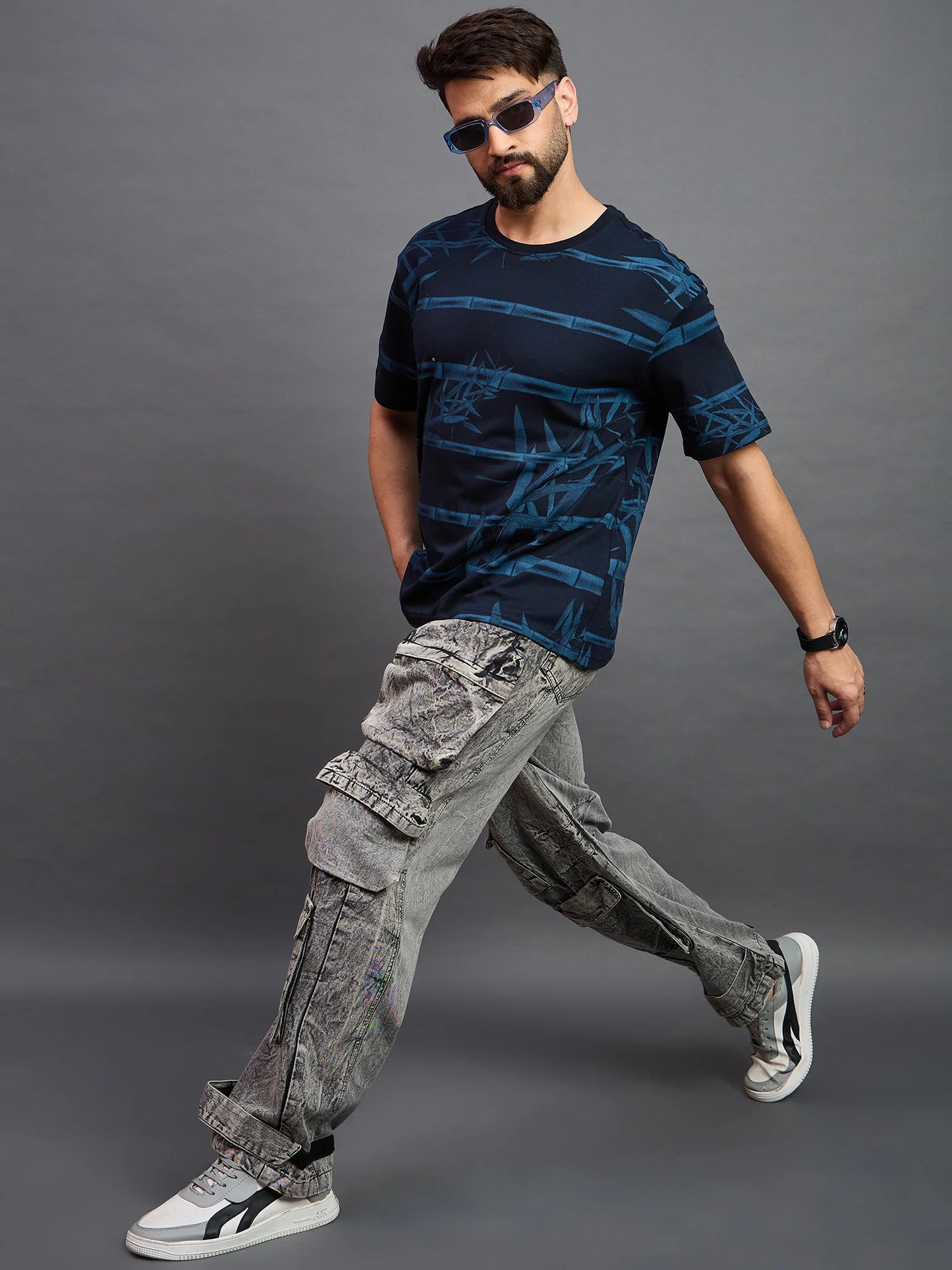 Men Striped T-shirt Light Navy