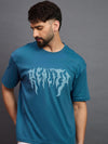 Men Oversized Round Neck Drop Shoulder T-shirt Blue