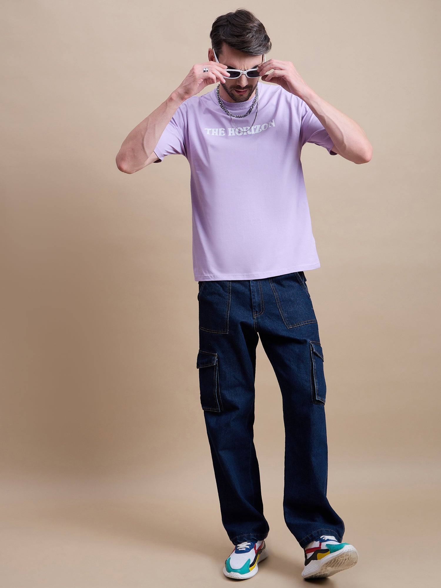 Men Purple Cotton Oversized T-Shirt - Reprise