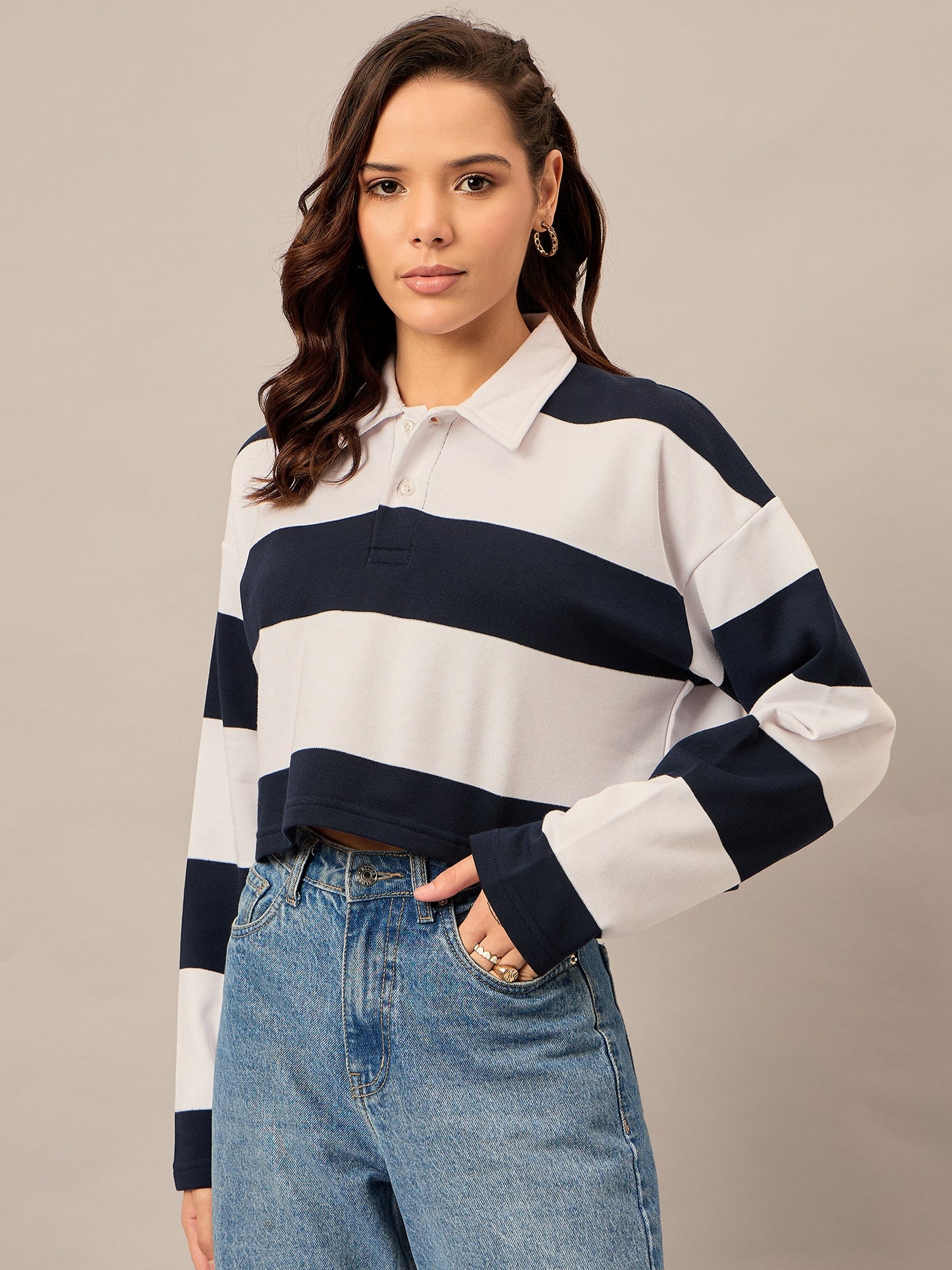 Women Striped Rugby Polo - Reprise
