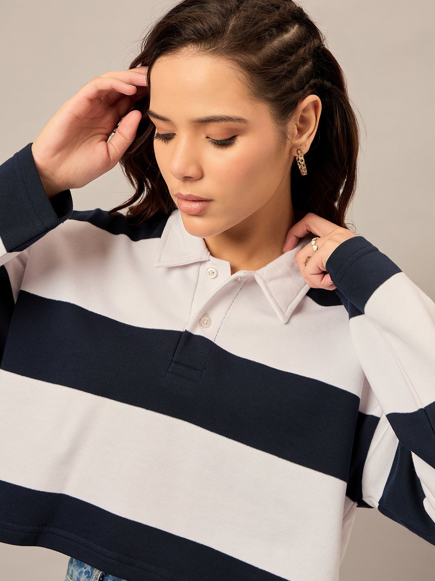 Women Striped Rugby Polo - Reprise