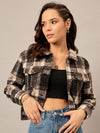 Black Buttoned Checked Jacket - Reprise