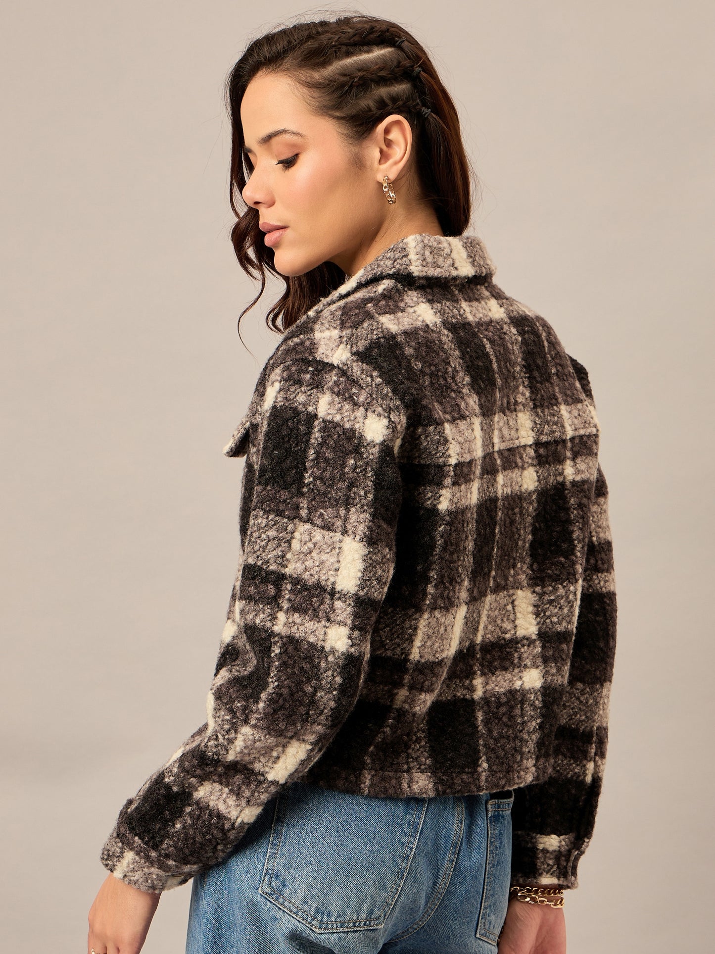 Black Buttoned Checked Jacket - Reprise