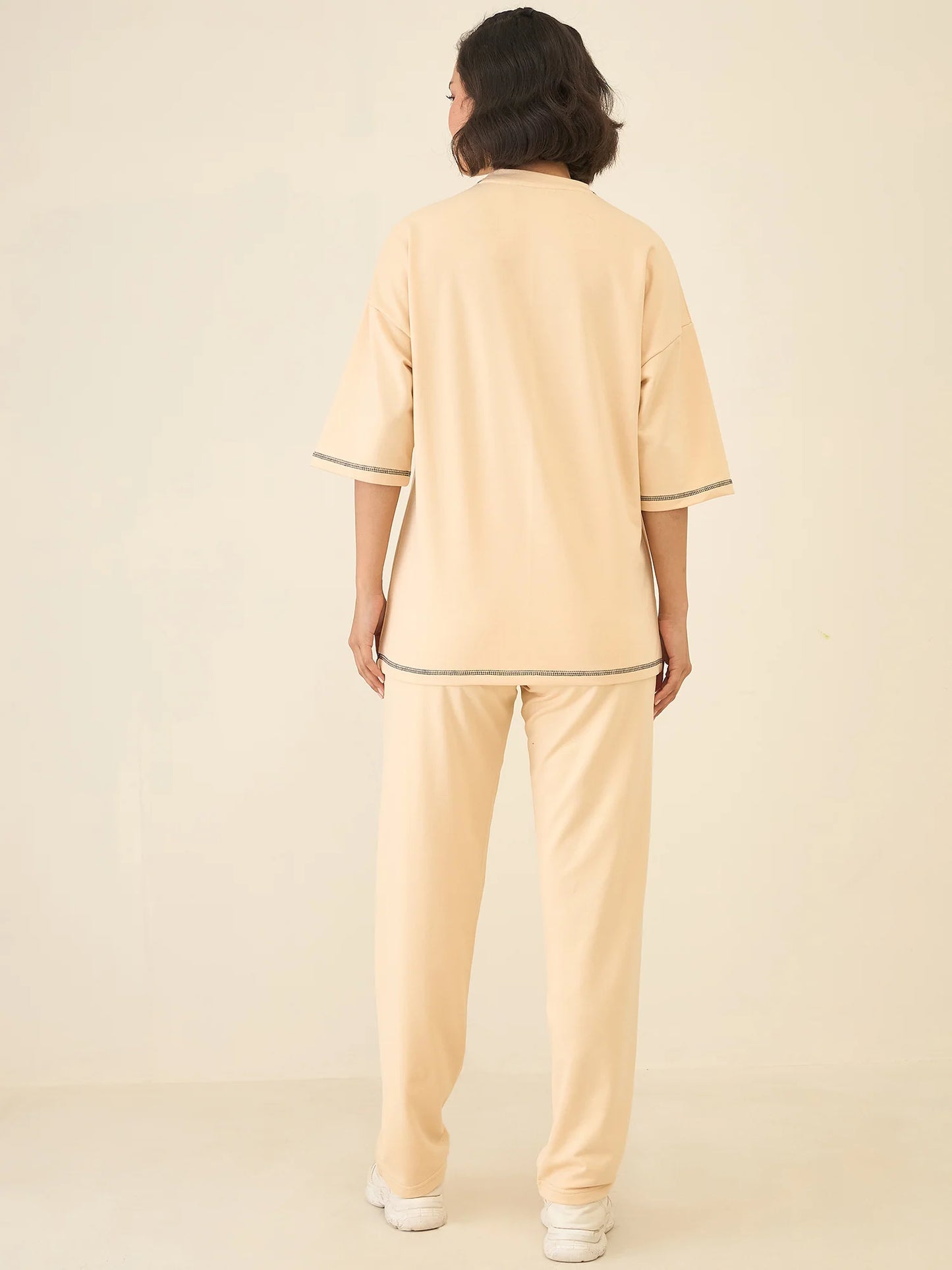 Women Beige Oversize Co-ord Set