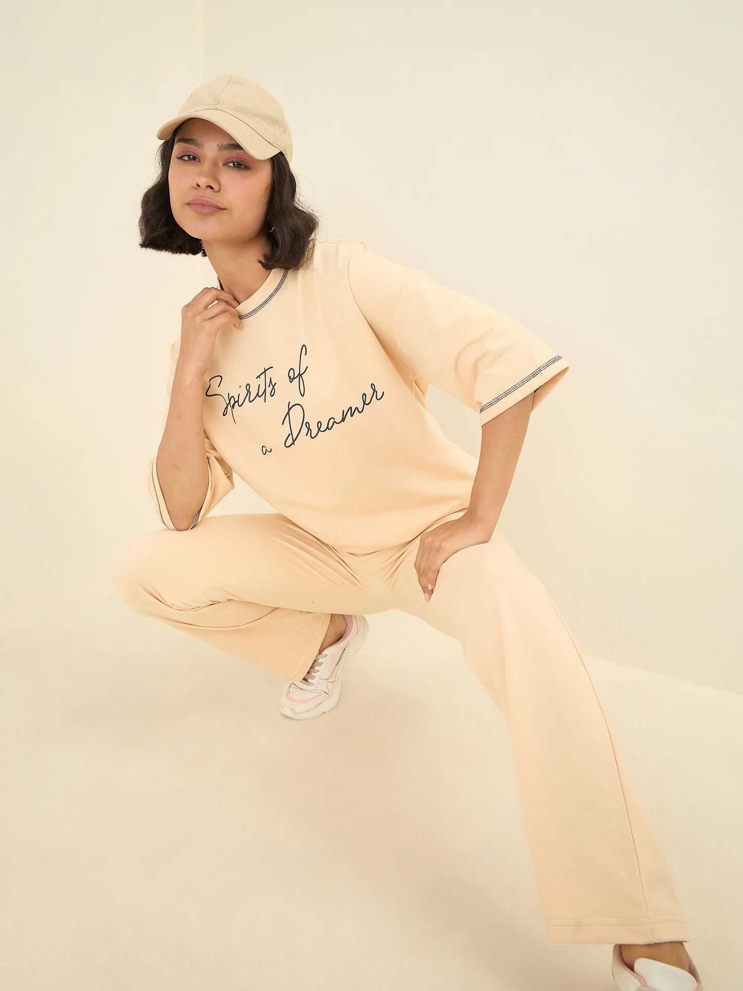 Women Beige Oversize Co-ord Set