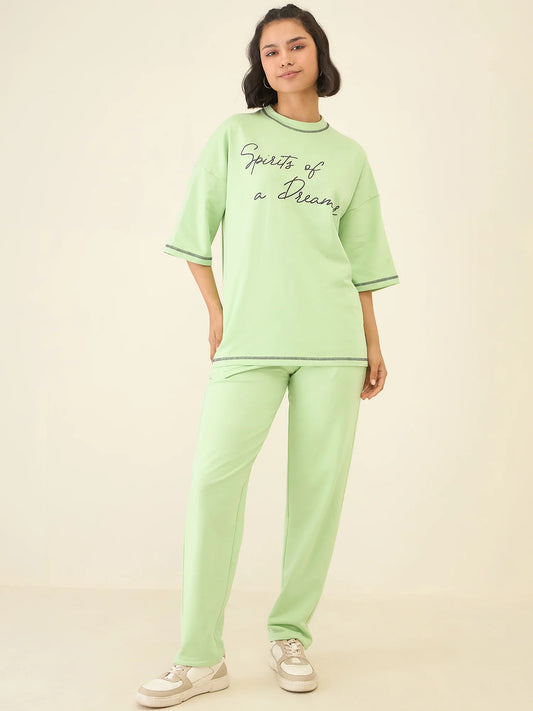 Women Light Green Oversize Co-ord Set