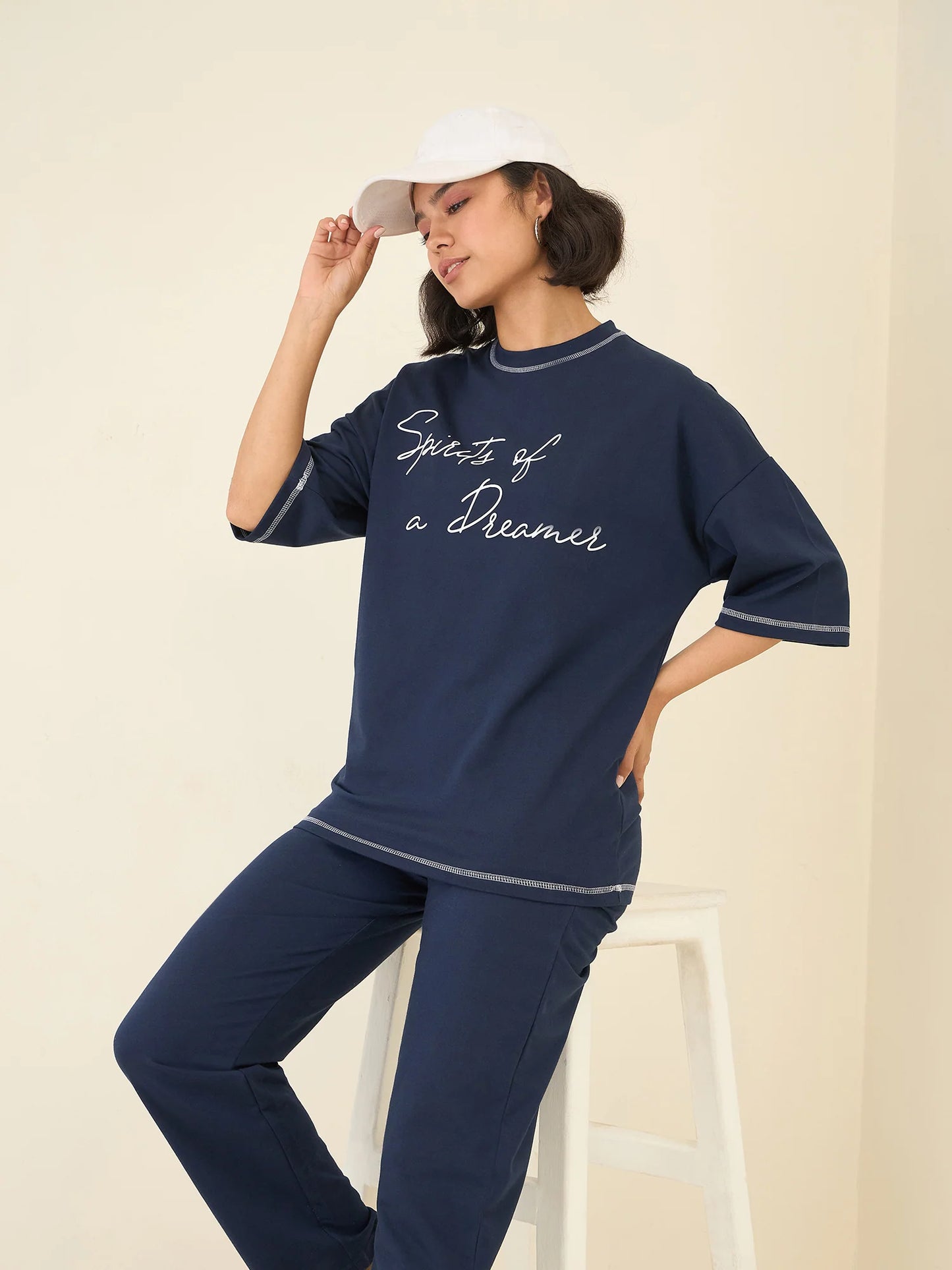 Women Blue Oversize Co-ord Set