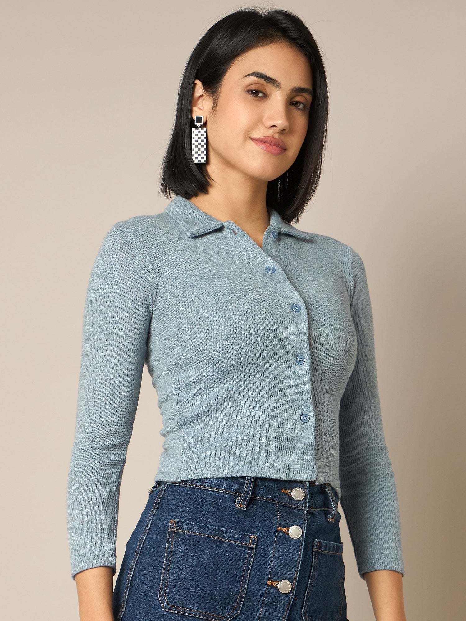 Women Blue Buttoned Top - Reprise