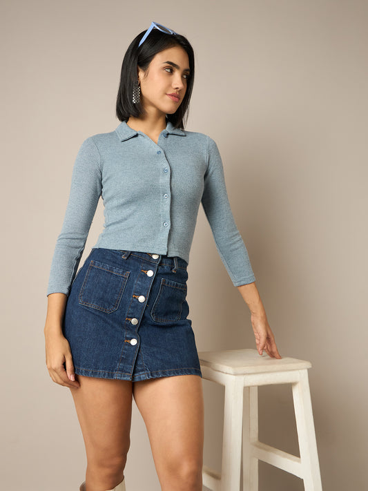 Women Blue Buttoned Top - Reprise