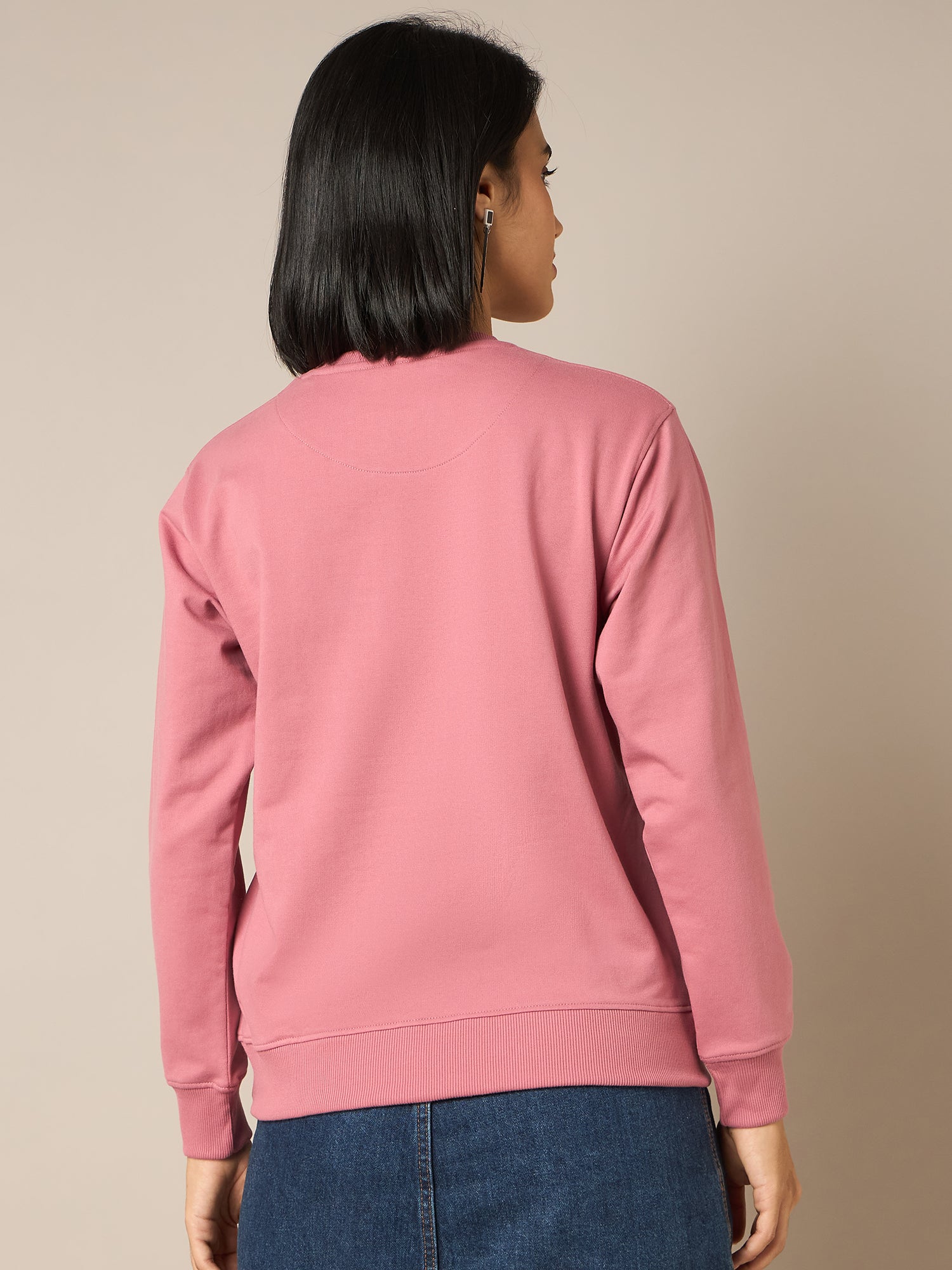 Women Pink Round Neck Sweatshirt - Reprise