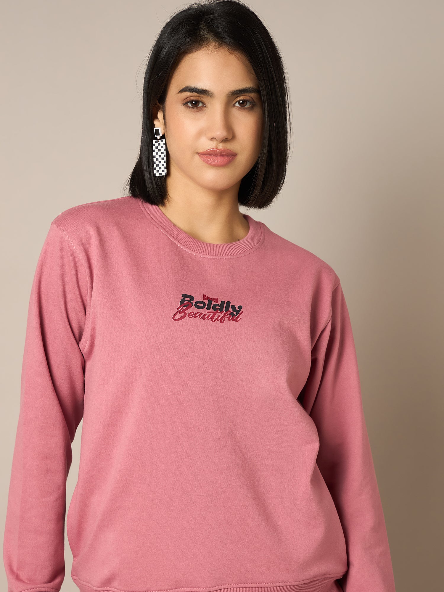 Women Pink Round Neck Sweatshirt - Reprise