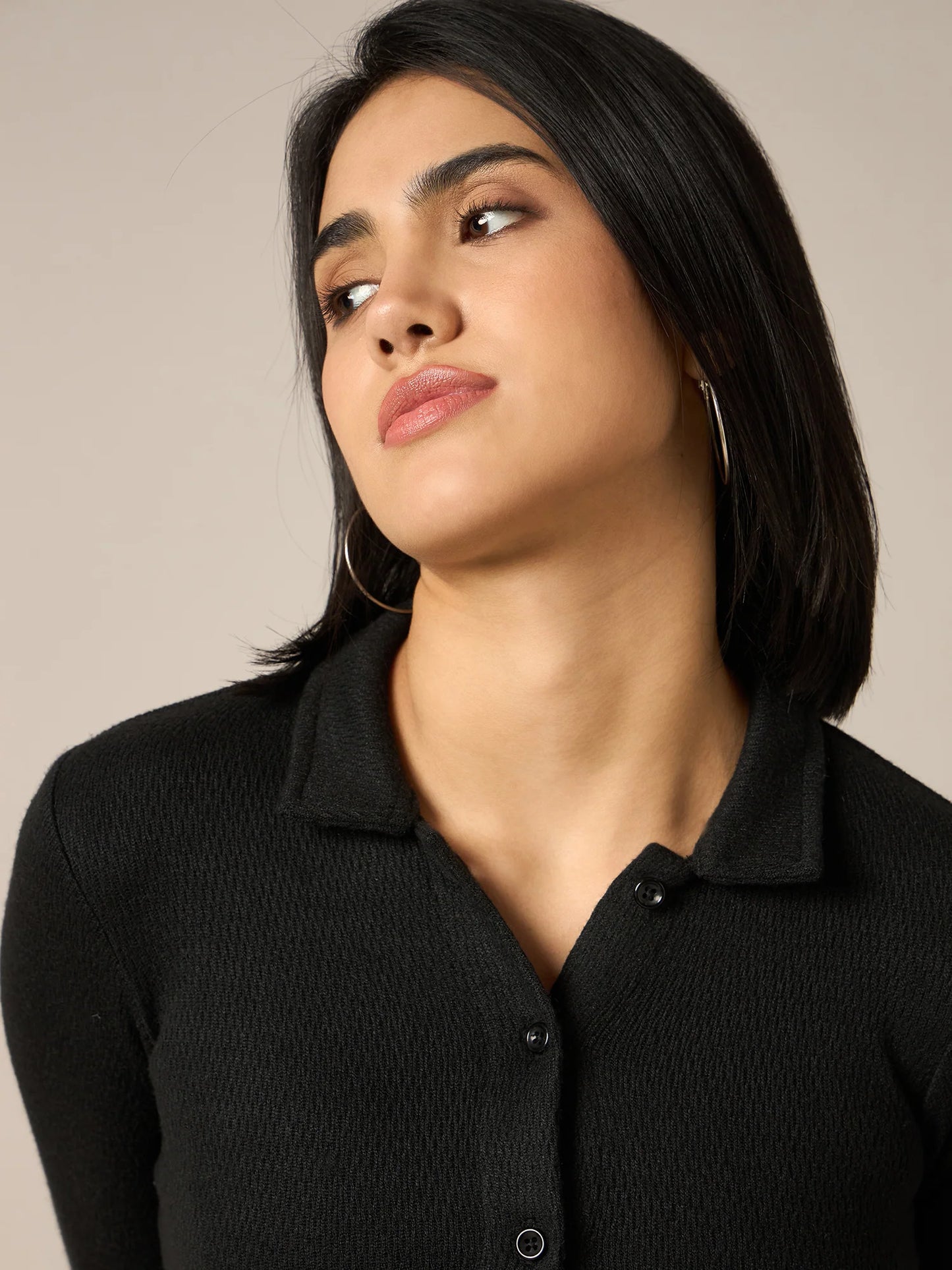 Women Black Buttoned Top - Reprise