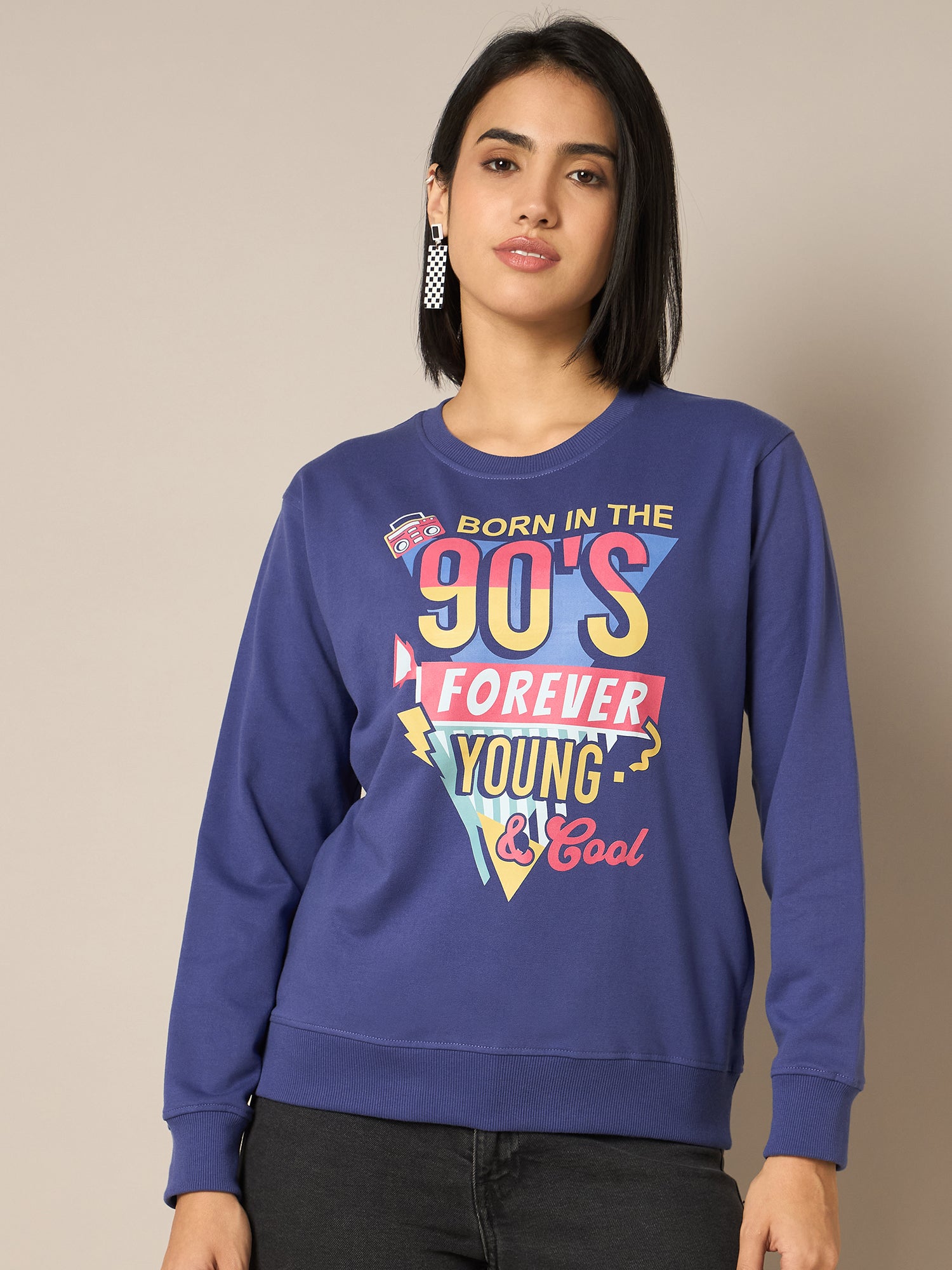 Women Blue Round Neck Sweatshirt - Reprise
