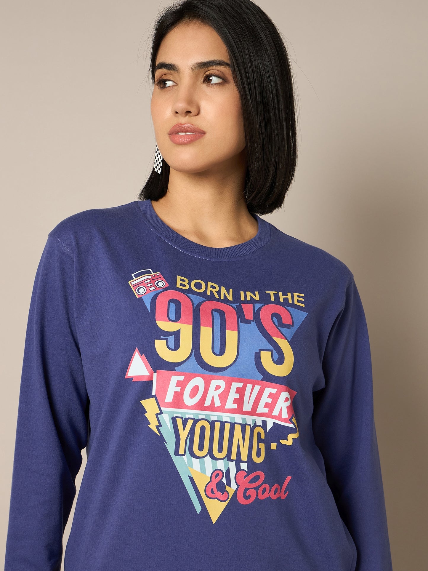 Women Blue Round Neck Sweatshirt - Reprise