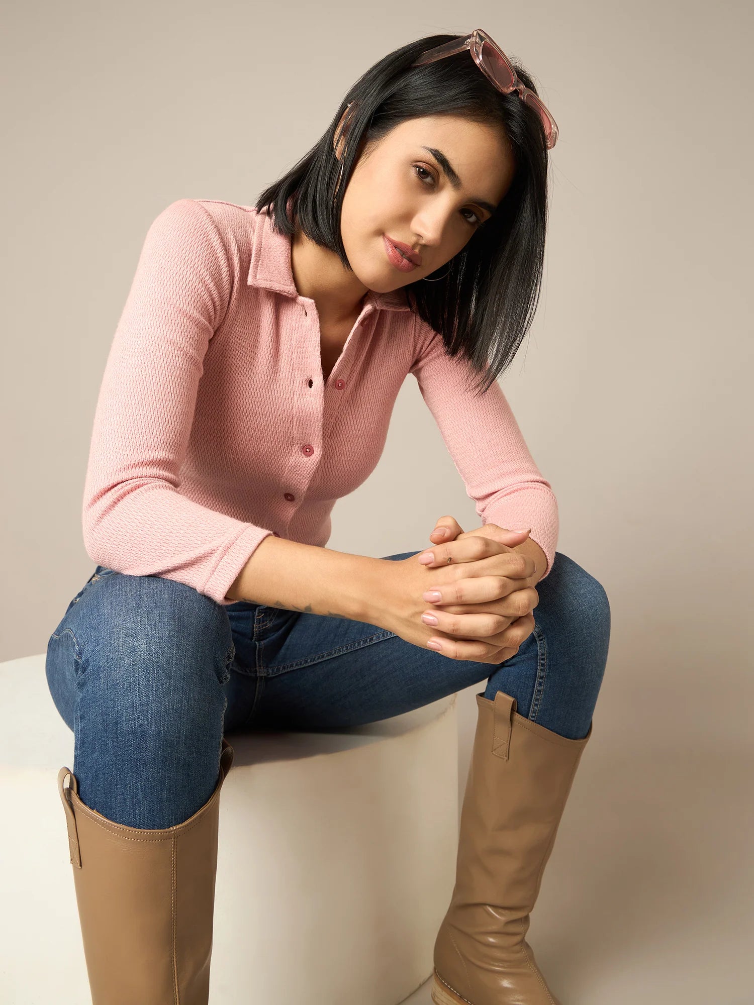 Women Pink Buttoned Top - Reprise