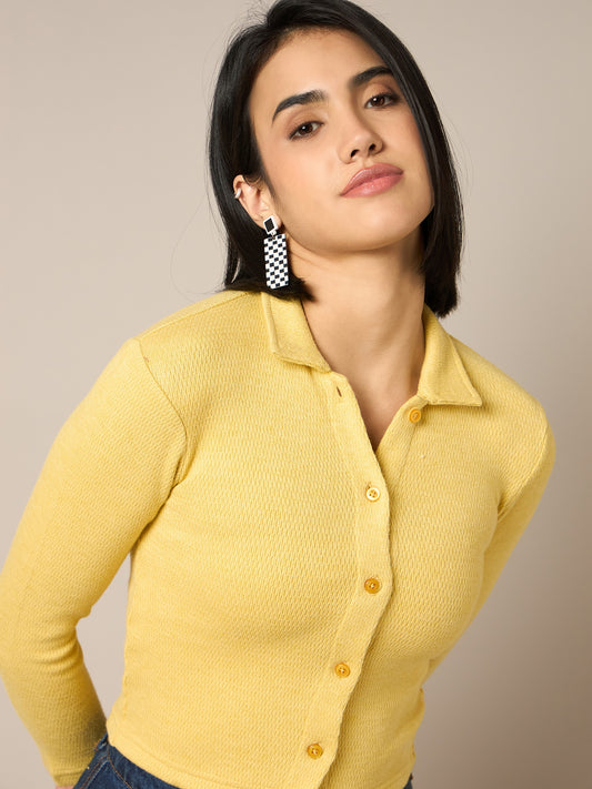 Women Yellow Buttoned Top - Reprise