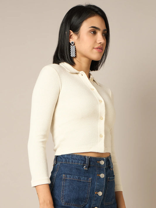 Women Off White Buttoned Top - Reprise