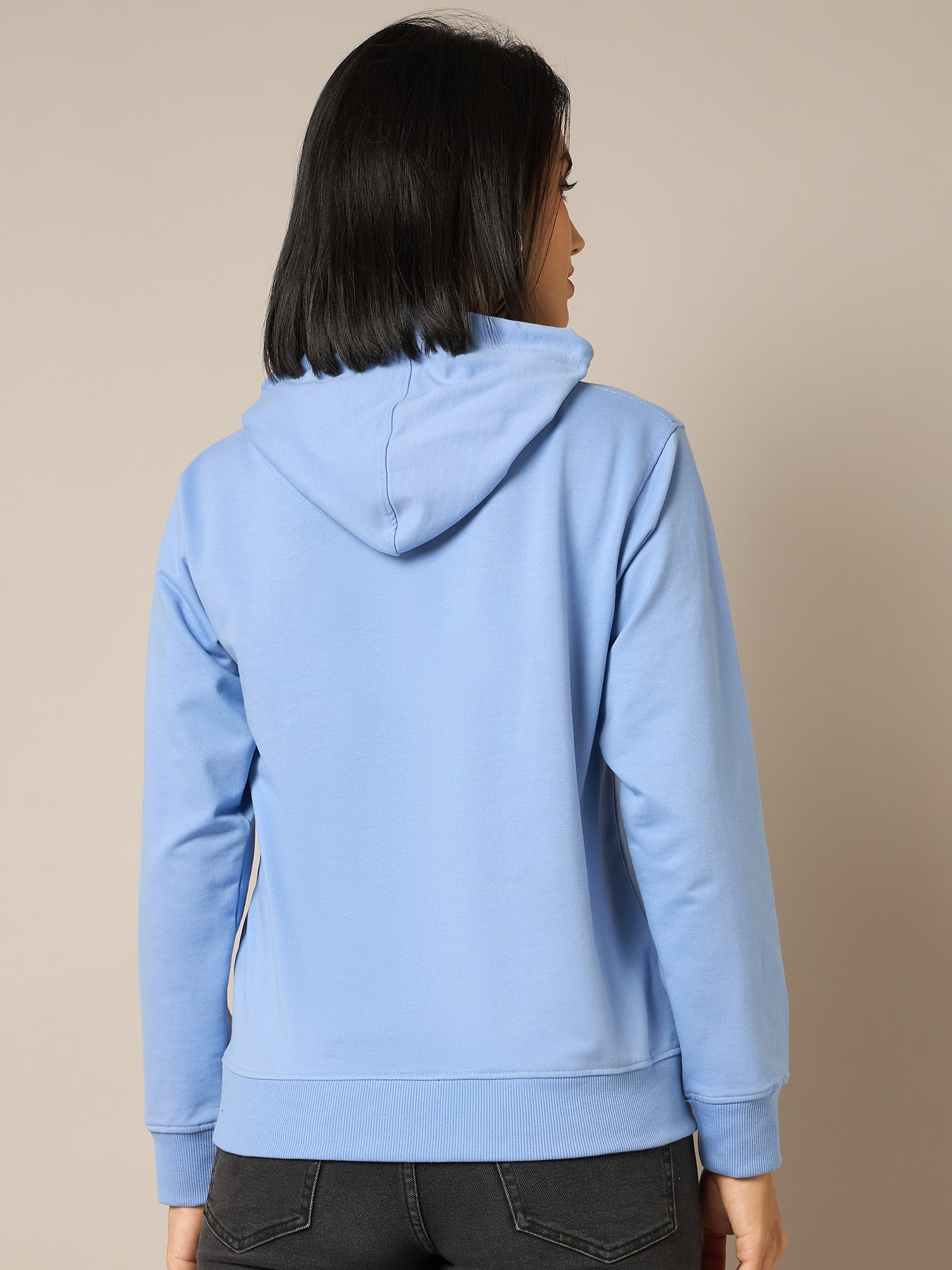 Women Blue Solid Hoodie - Reprise