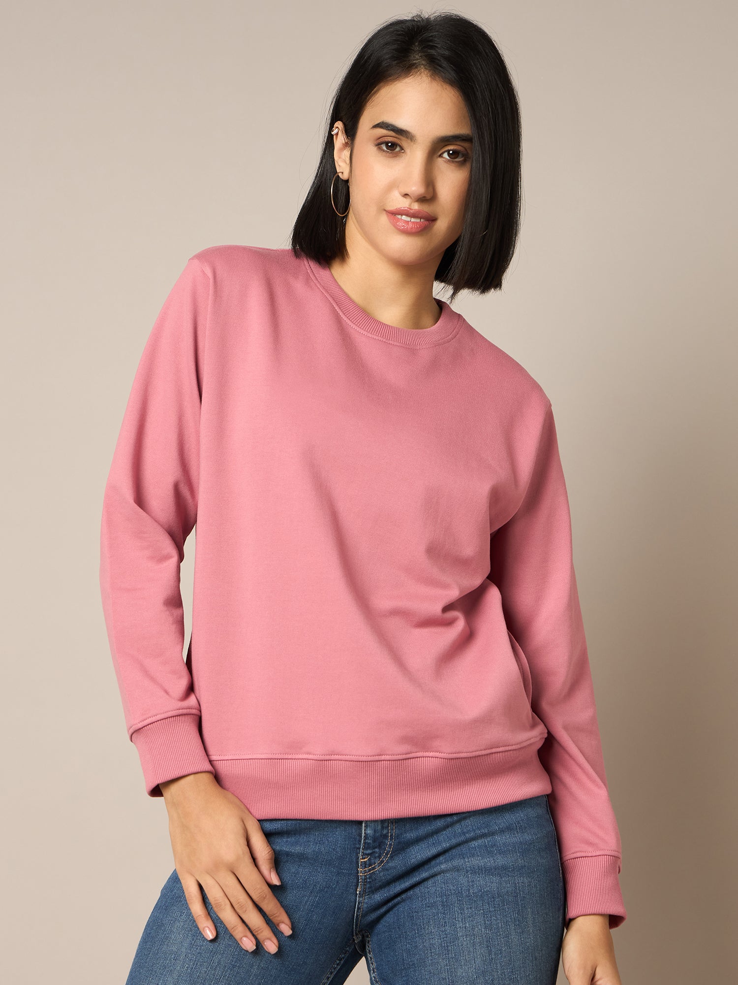 Women Pink Round Neck Sweatshirt - Reprise