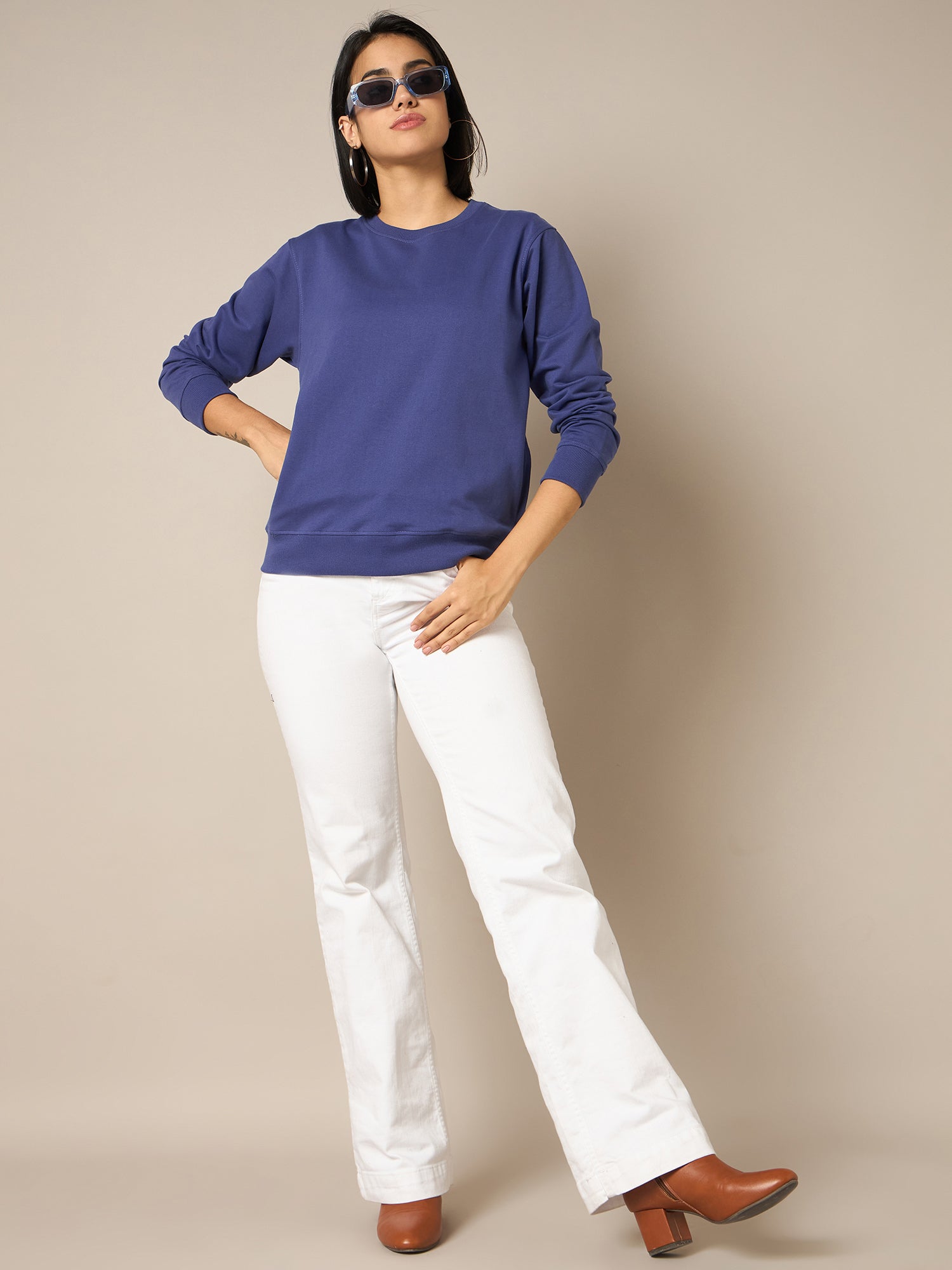 Women Blue Round Neck Sweatshirt - Reprise