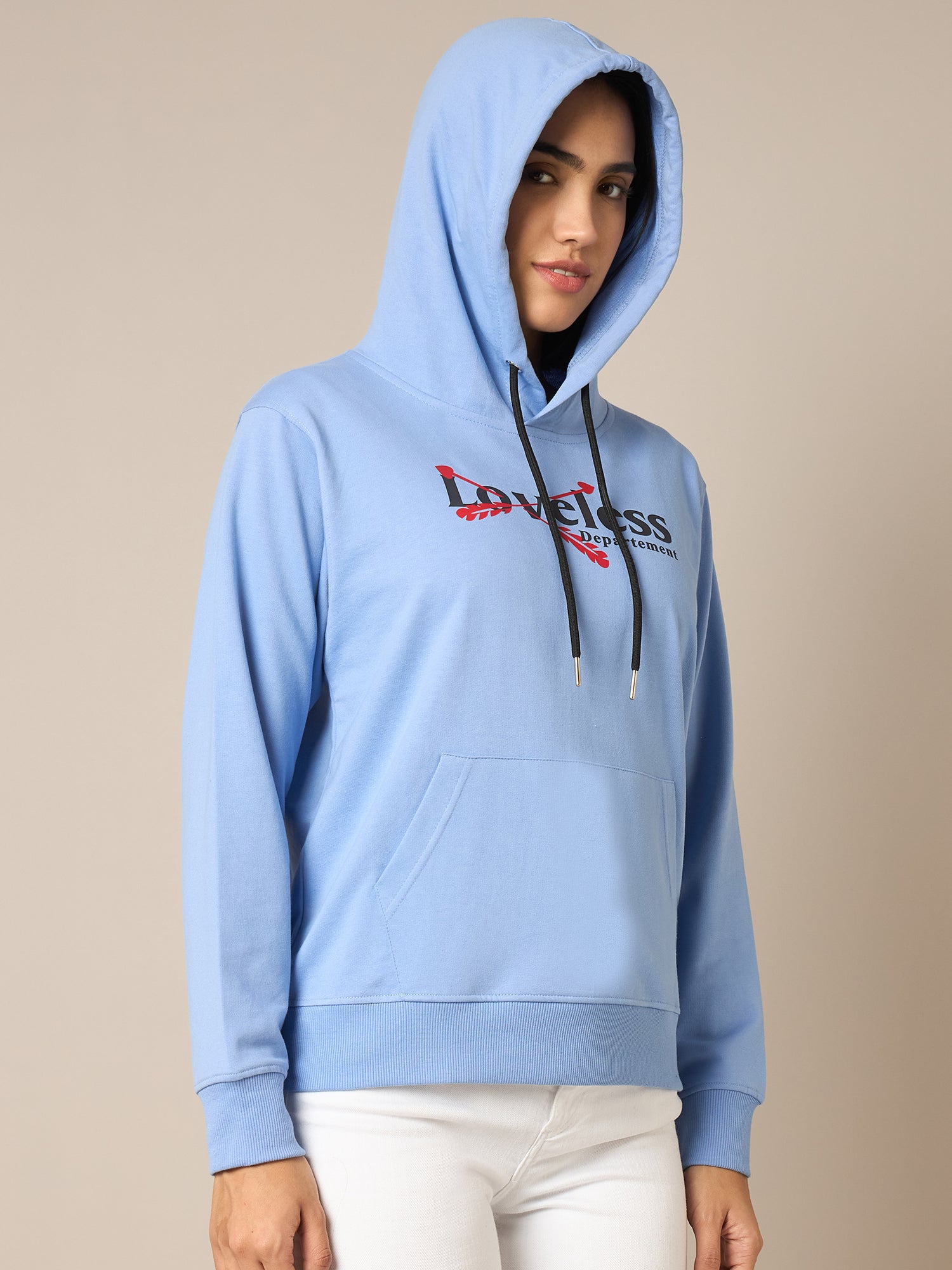 Women Blue Printed Hoodie - Reprise