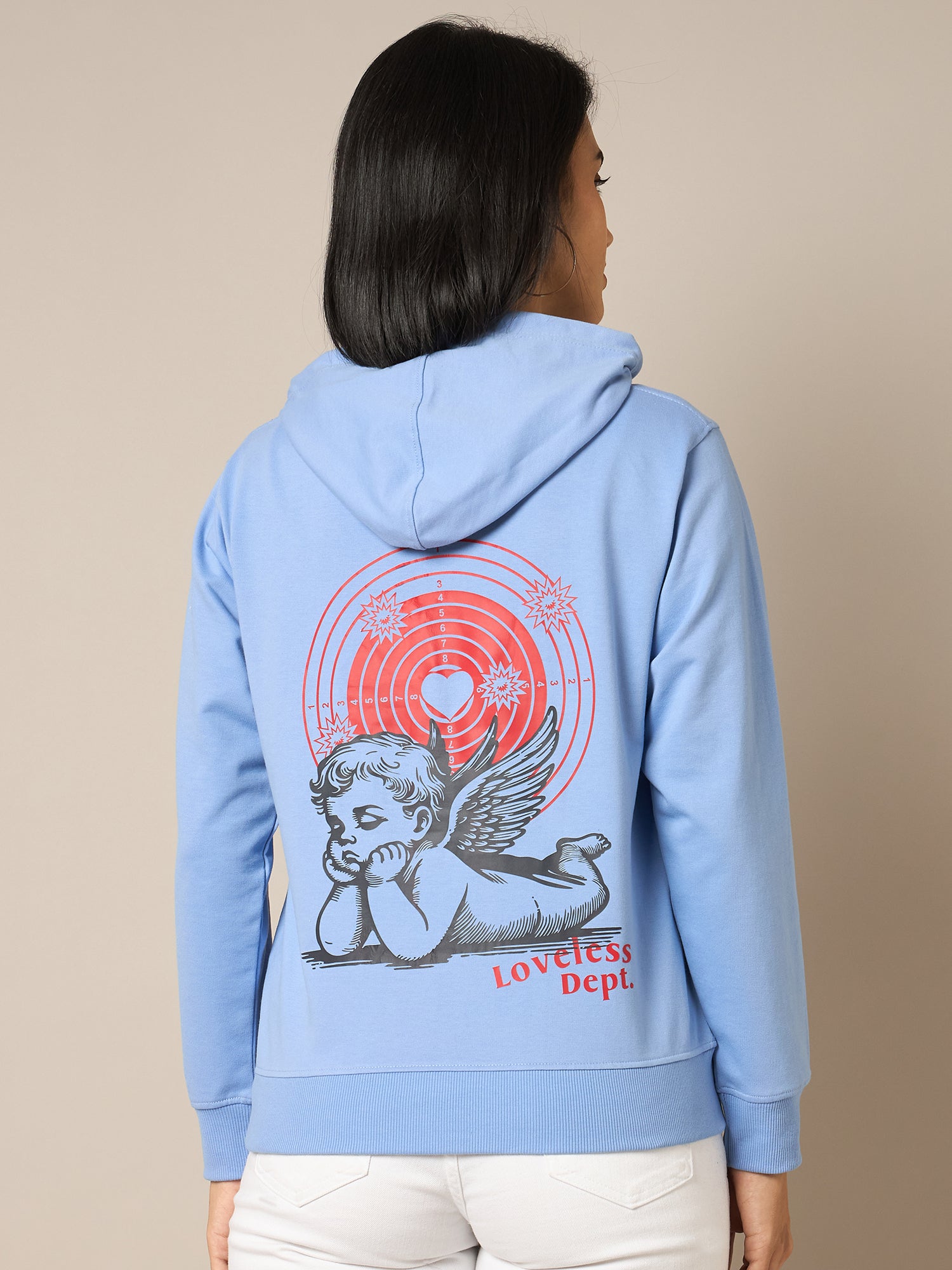 Women Blue Printed Hoodie - Reprise