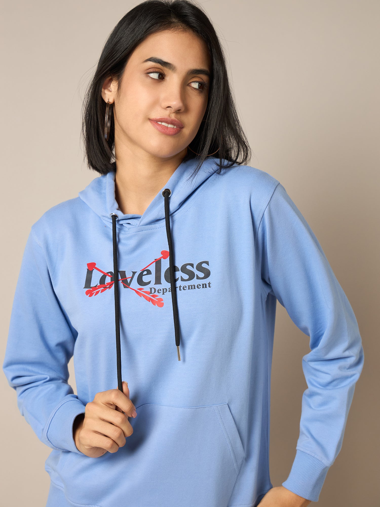 Women Blue Printed Hoodie - Reprise