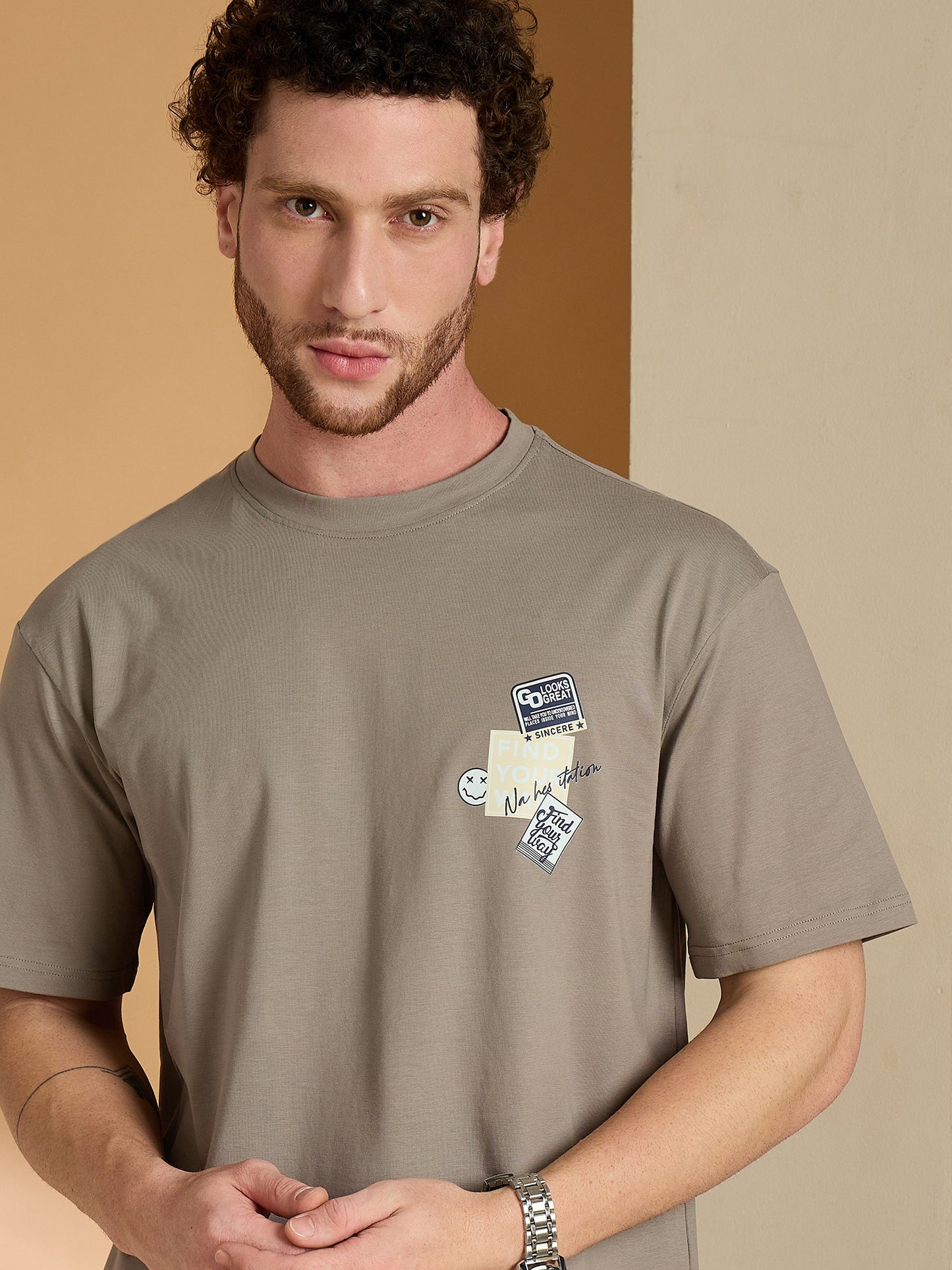 Men Oversized Printed Round Neck Drop shoulder T-shirt Mouse - Reprise