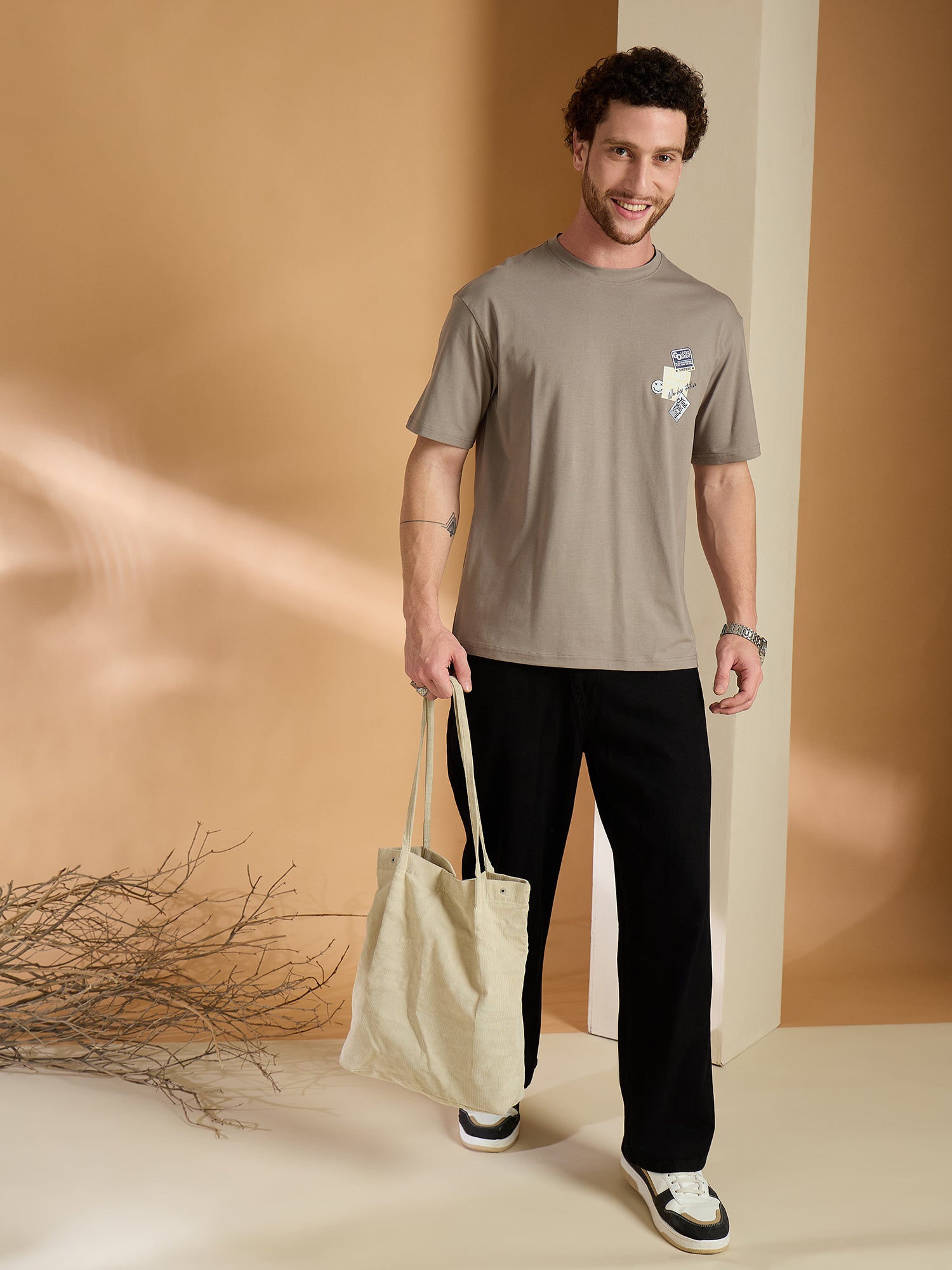 Men Oversized Printed Round Neck Drop shoulder T-shirt Mouse - Reprise