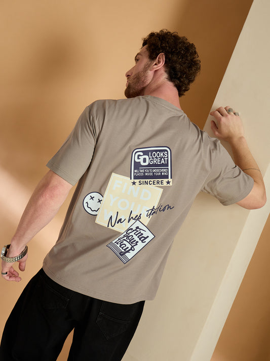 Men Oversized Printed Round Neck Drop shoulder T-shirt Mouse - Reprise