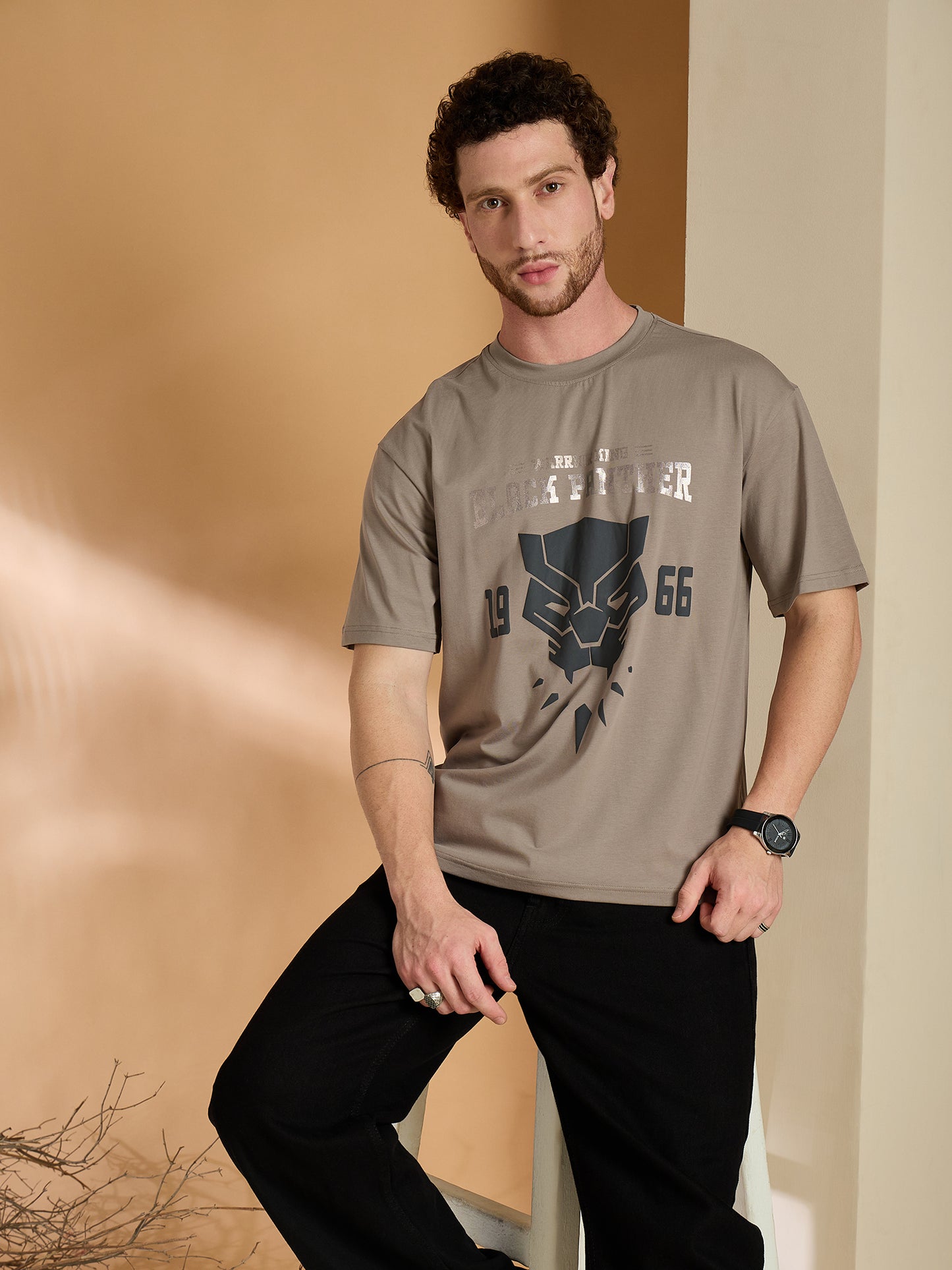 Reprise X Black Panther Beige Printed Round Neck Tshirt