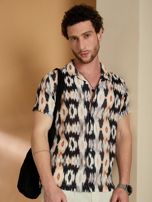 Self Design Printed Half Sleeve Shirt