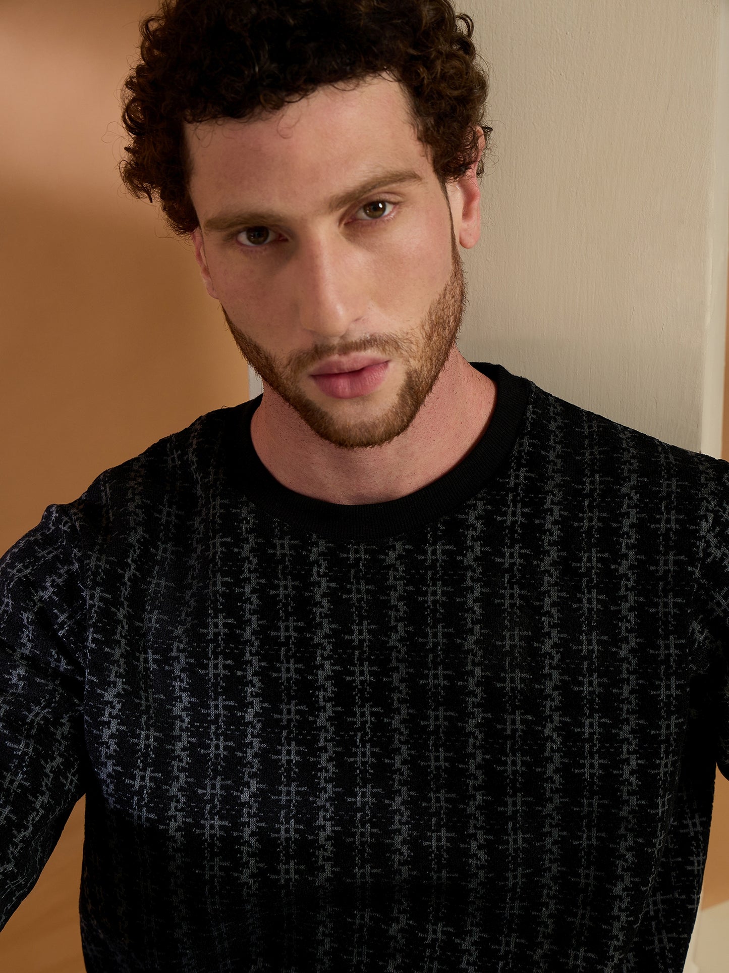 Textured Pullover Full Sleeves Round Neck Sweatshirt