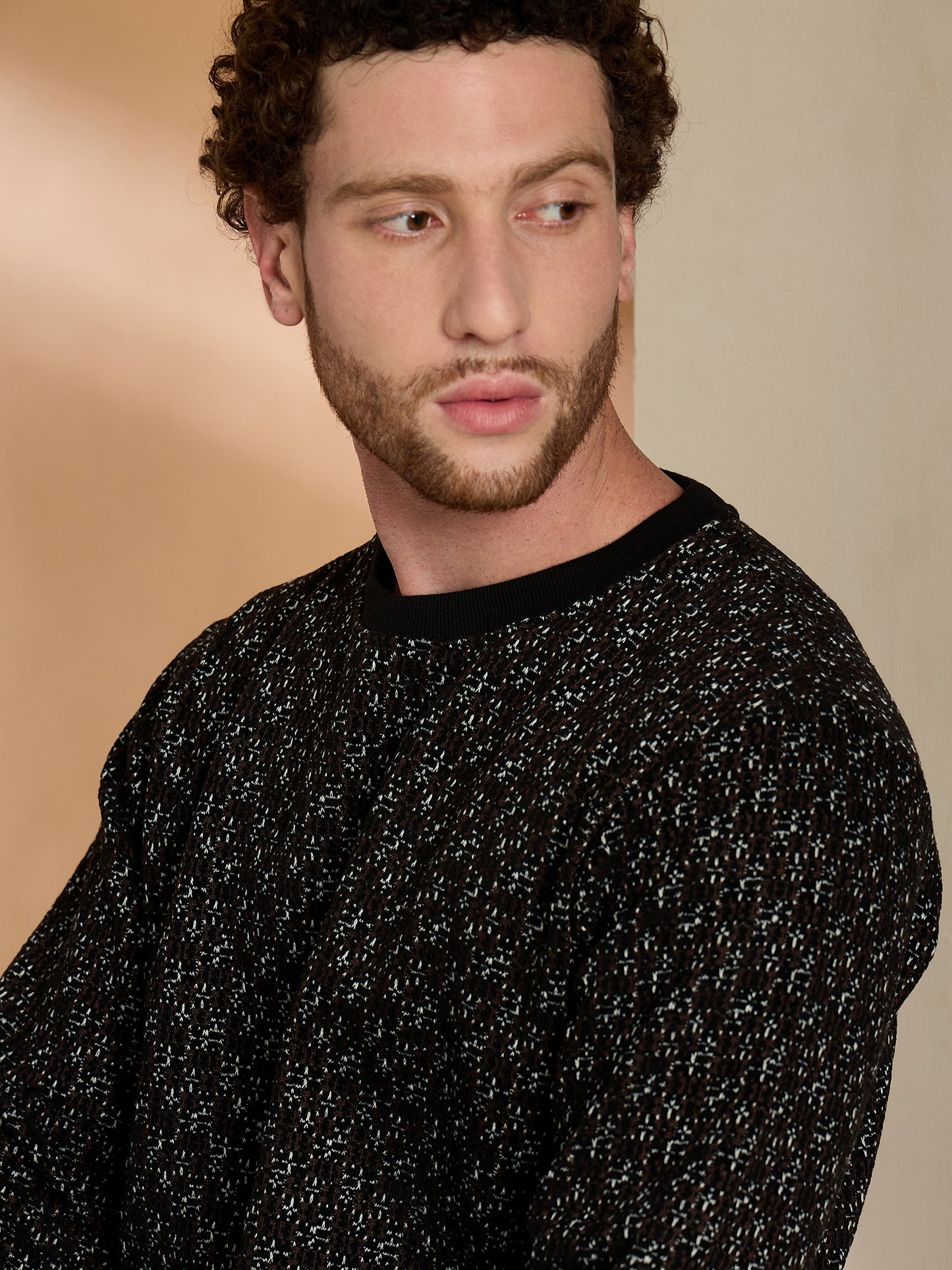 Textured Pullover Full Sleeves Round Neck Sweatshirt