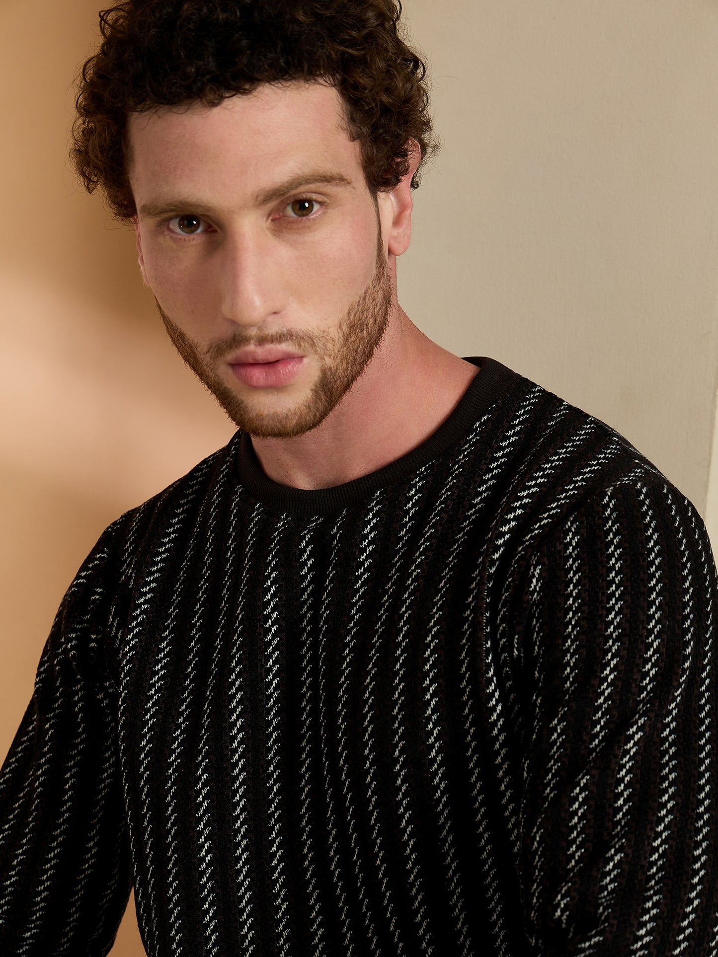 Textured Pullover Full Sleeves Round Neck Sweatshirt