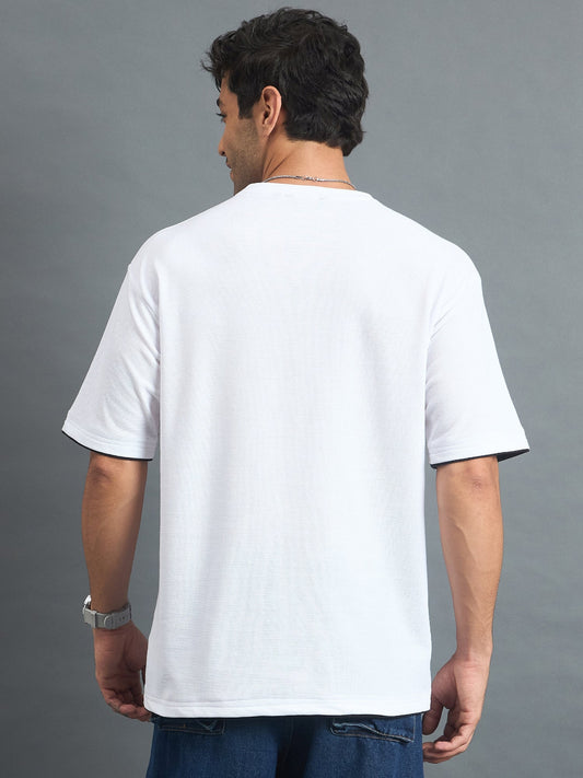 Men Oversized Round Neck Drop shoulder T-shirt White