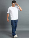Men Oversized Round Neck Drop shoulder T-shirt White