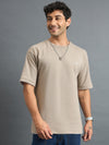 Men Oversized Round Neck Drop shoulder T-shirt Beige