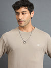 Men Oversized Round Neck Drop shoulder T-shirt Beige