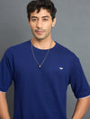 Men Oversized Round Neck Drop shoulder T-shirt Royal Blue