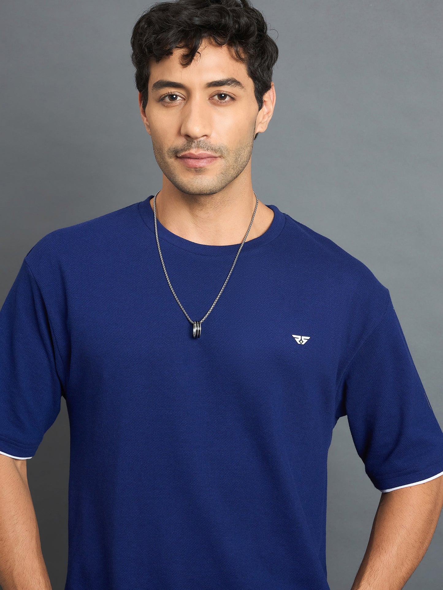 Men Oversized Round Neck Drop shoulder T-shirt Royal Blue