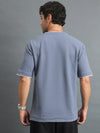 Men Oversized Round Neck Drop shoulder T-shirt Blue