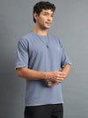 Men Oversized Round Neck Drop shoulder T-shirt Blue