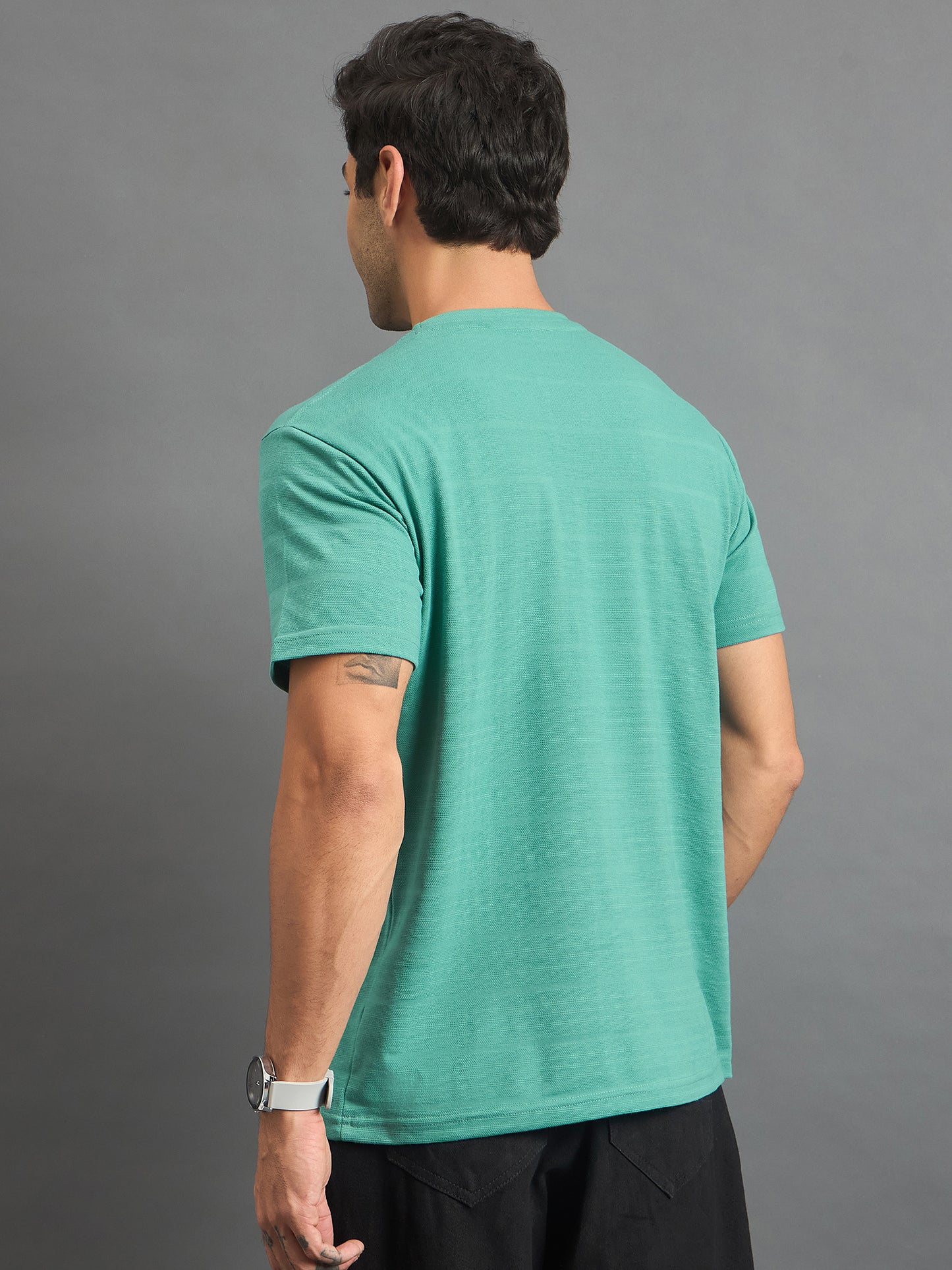 Men Round Neck T-shirt Sea Green