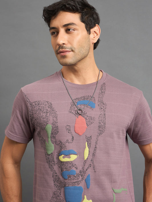 Men Round Neck T-shirt Lilac
