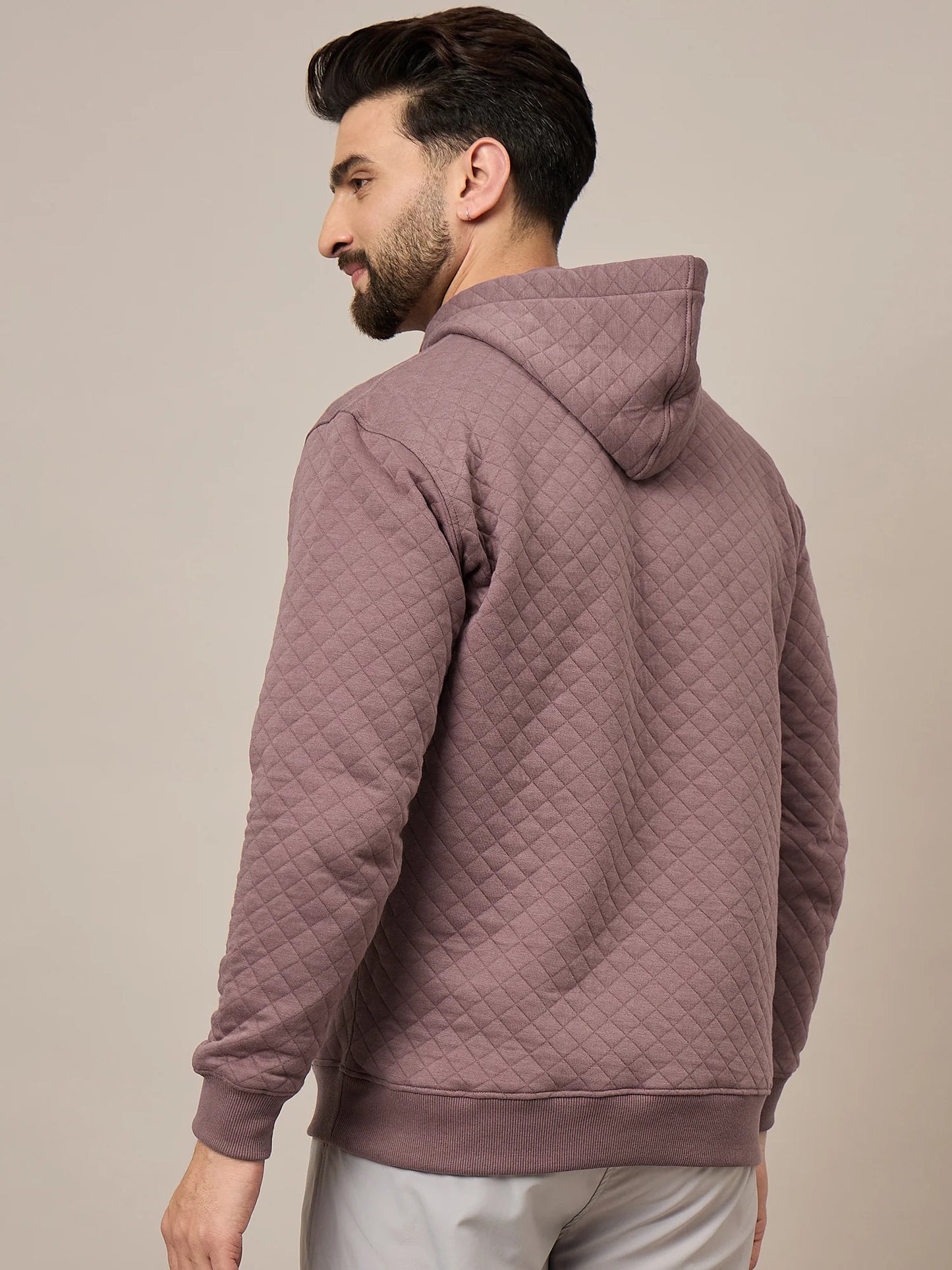Mens Quilted Mauve Hoodie - Reprise