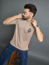 Beige Drop Shoulder Textured Tee