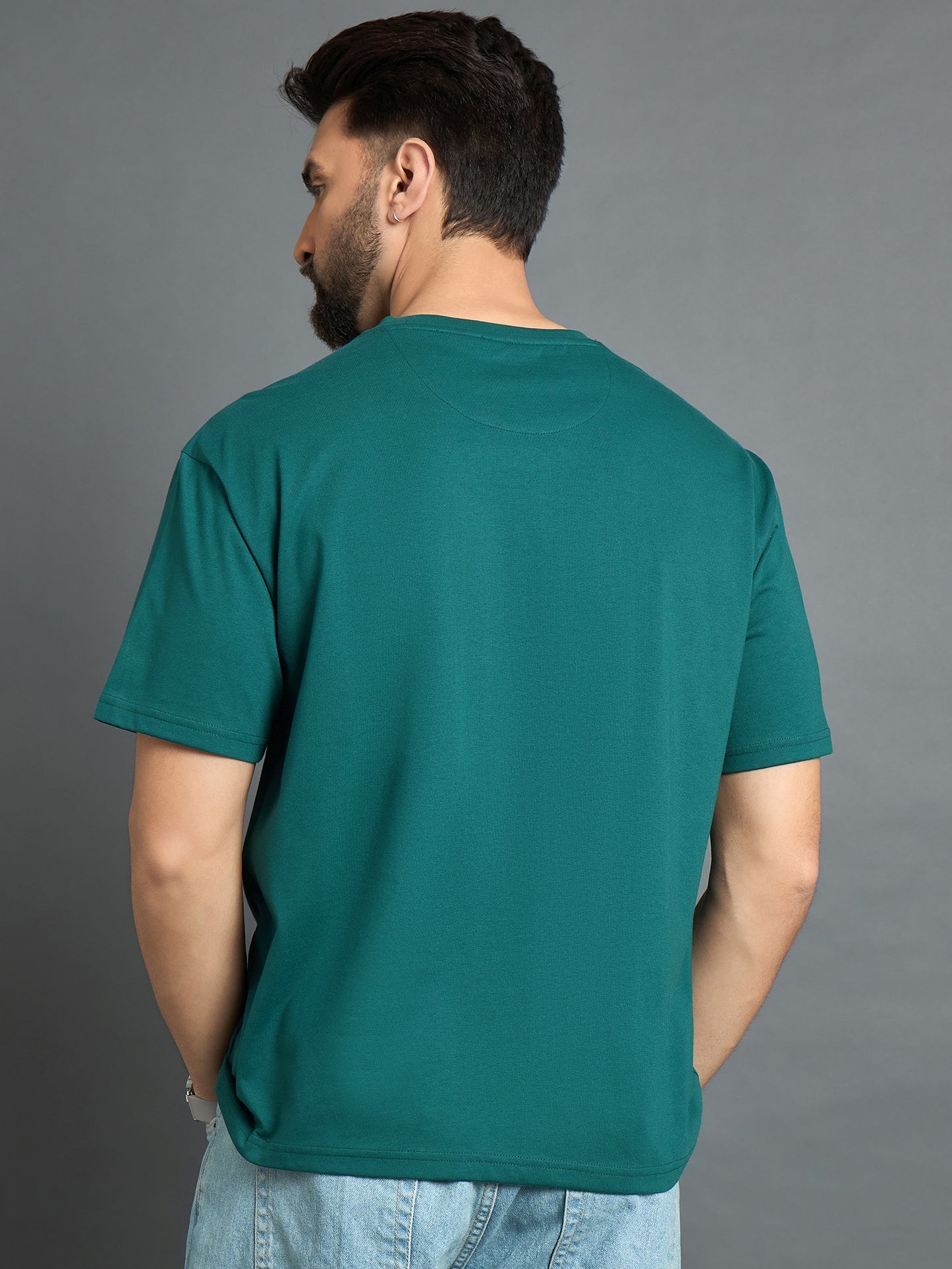 Teal Drop Shoulder Textured Tee