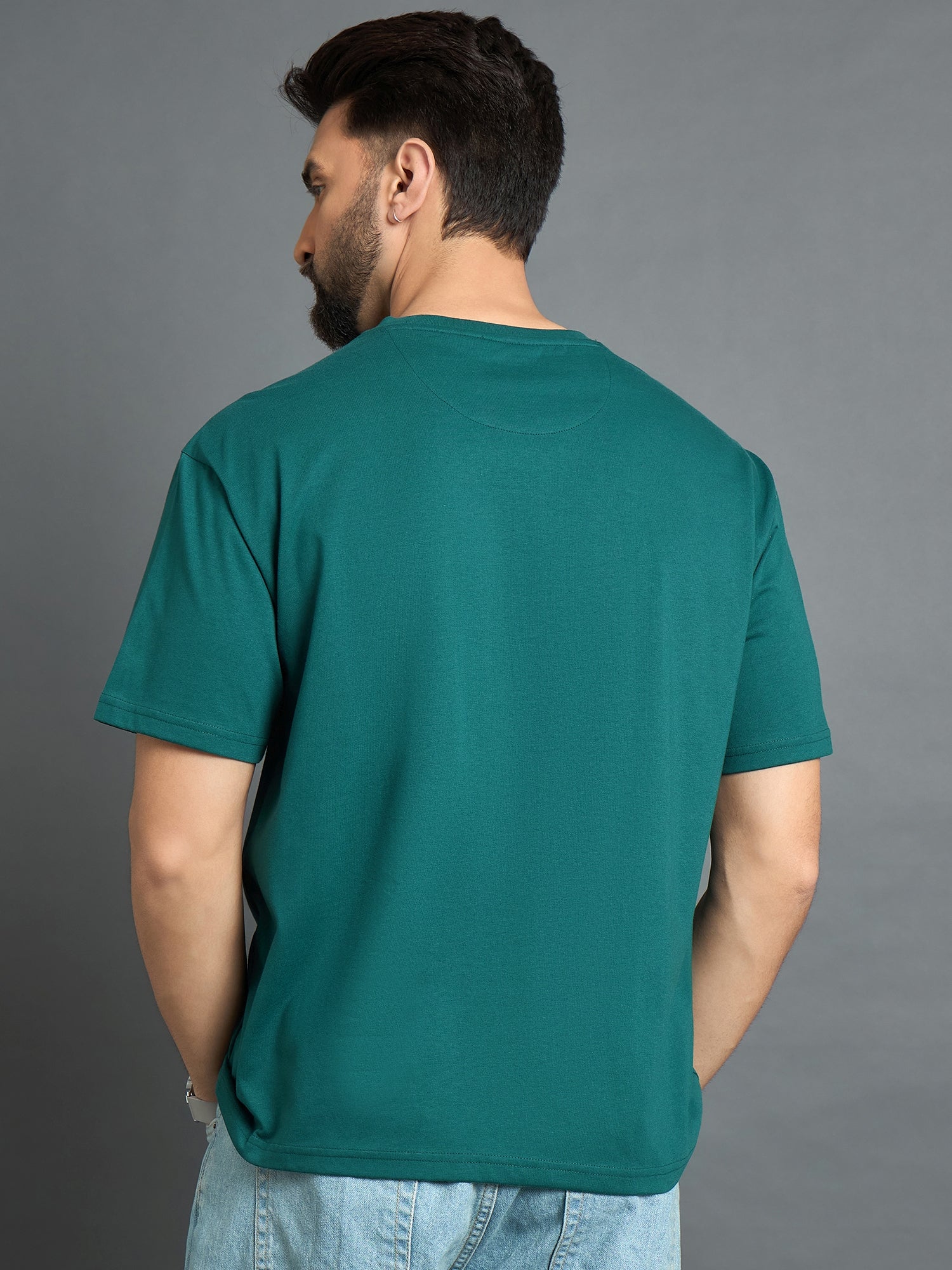 Teal Drop Shoulder Textured Tee